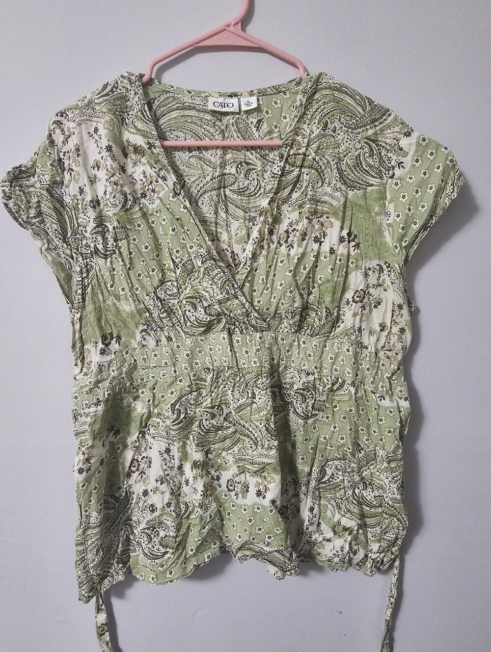 Cato Green Y2K Boho Babydoll Top